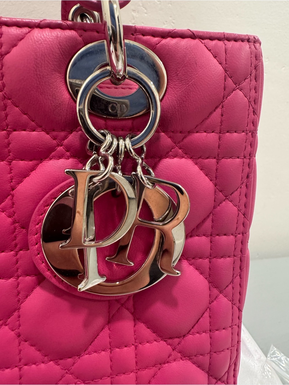Dior Lady Dior Hot Pink Quilted leather small with Silver Hardware - Picture 2 of 10